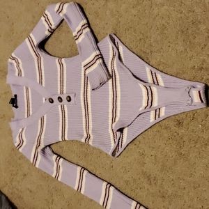Purple stripped onsie